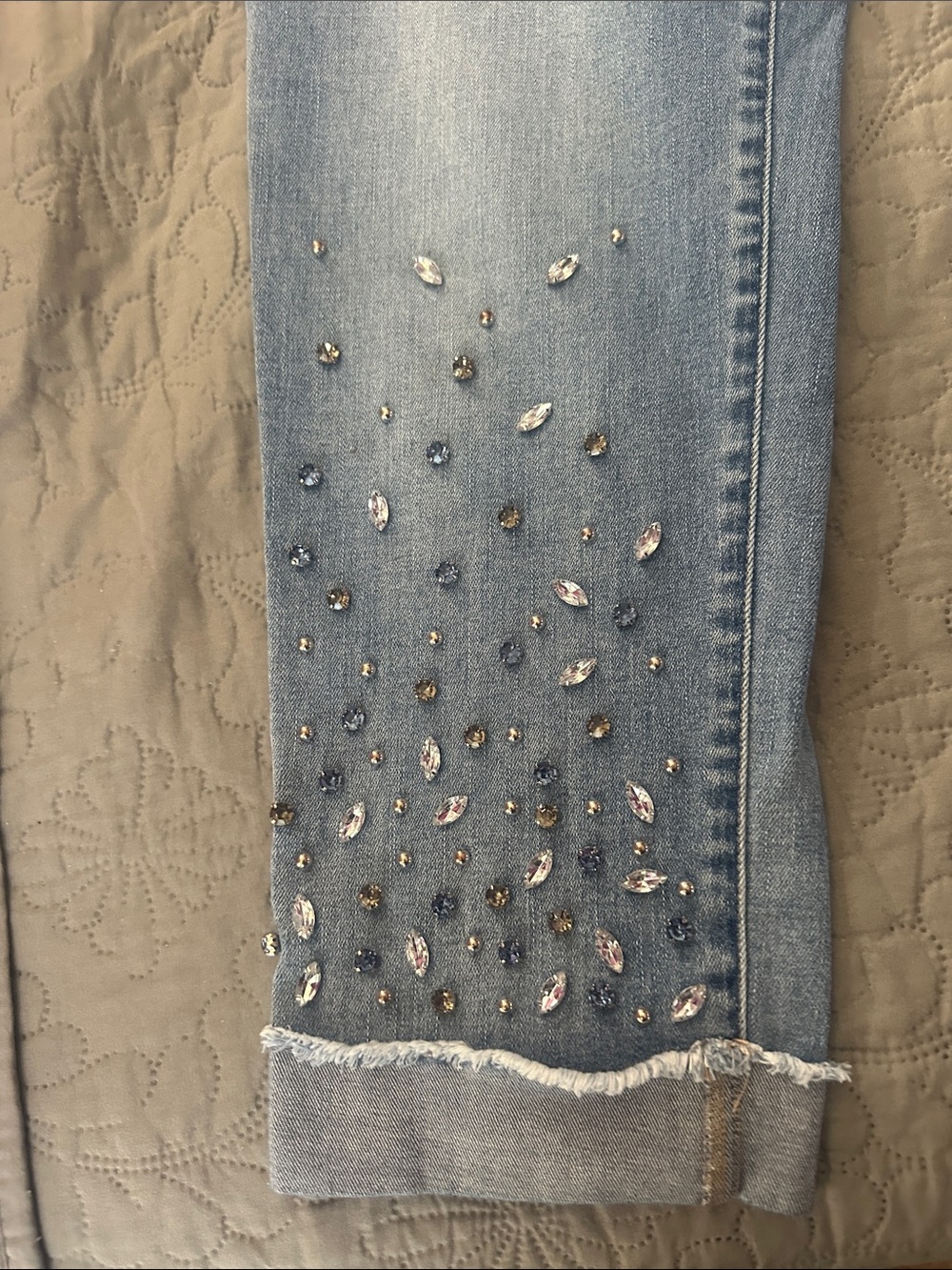 Chico's Light Blue Embellished Women's Jeans - Picture 2 of 10